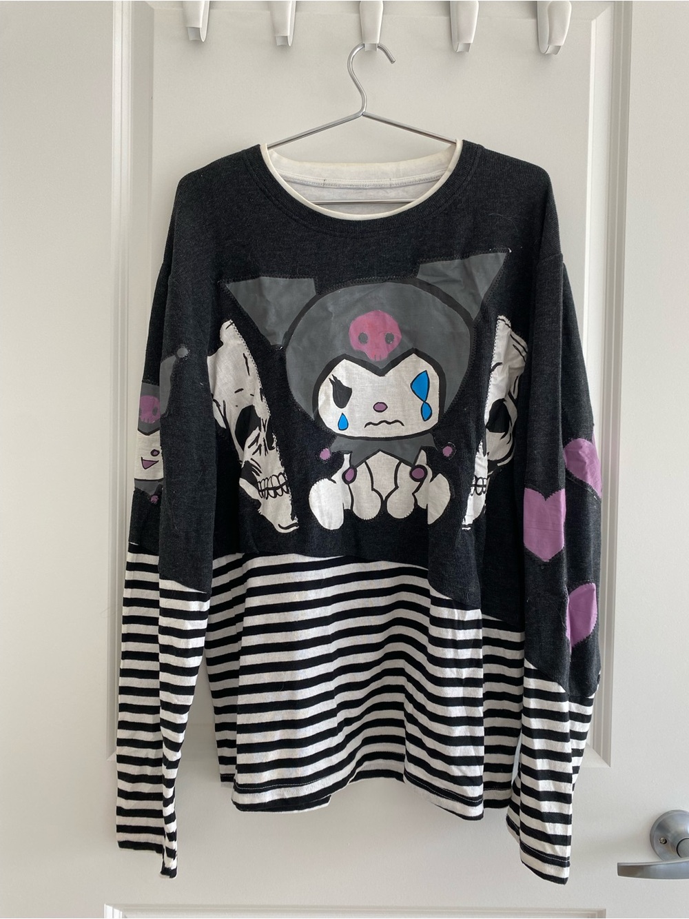 Kawaii Kuromi Hand Painted Layered Shirt (oversized)